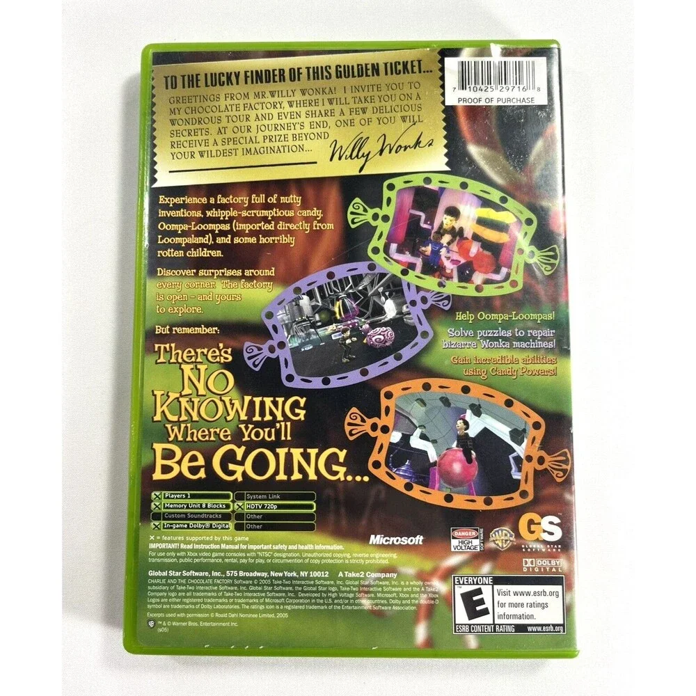 Charlie and the Chocolate Factory Microsoft Xbox 2005 Complete w/ Manual Tested